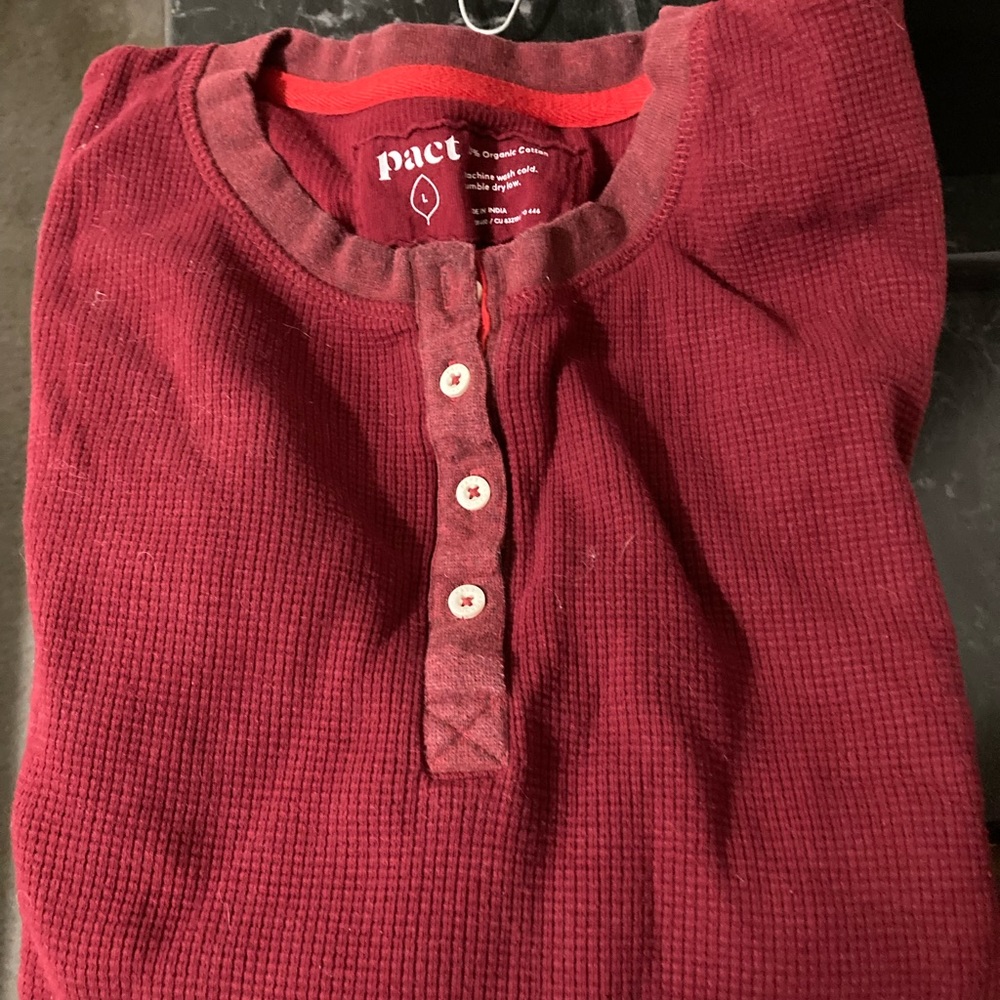 Pact thermal waffle Henley pajama set